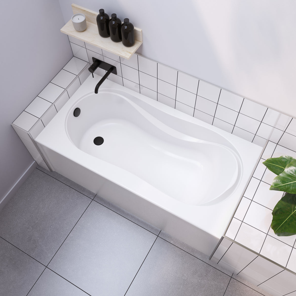 Maax Cocoon Sleek 6030 IFS Acrylic Alcove Bathtub in White - image 2