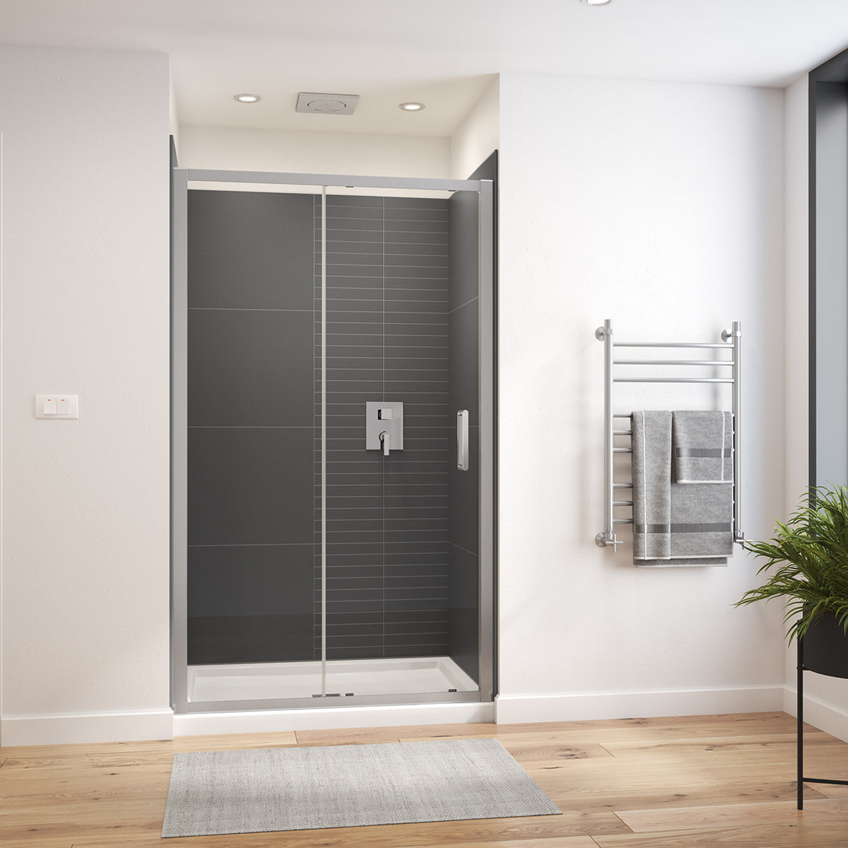 Maax Connect Pro 43 ½-45 x 76 in 6mm Sliding Shower Door for Alcove Installation with Clear glass in Chrome