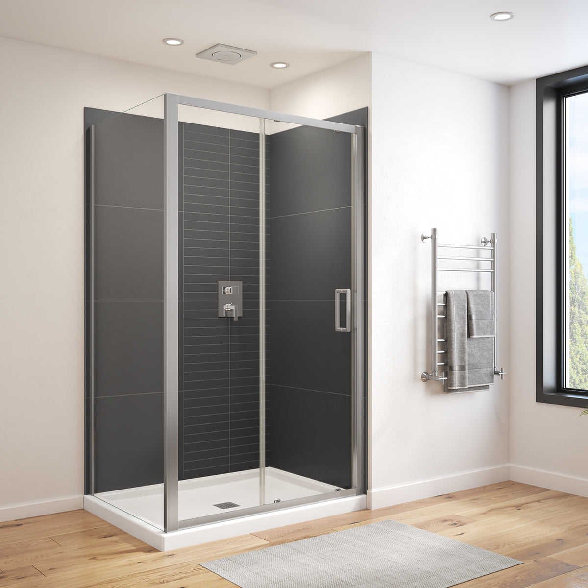 Maax Connect Pro 43 ½-45 x 76 in 6mm Sliding Shower Door for Alcove Installation with Clear glass in Chrome - image 5