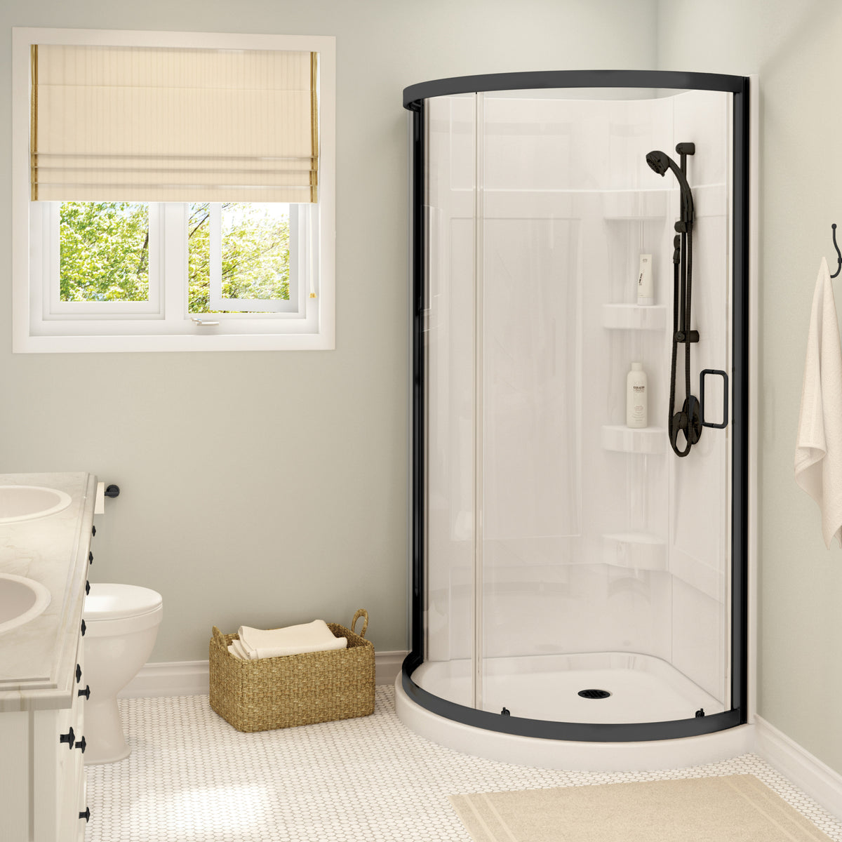 Maax Cyrene 34 x 34 Acrylic Center Drain Shower Kit in White - image 5