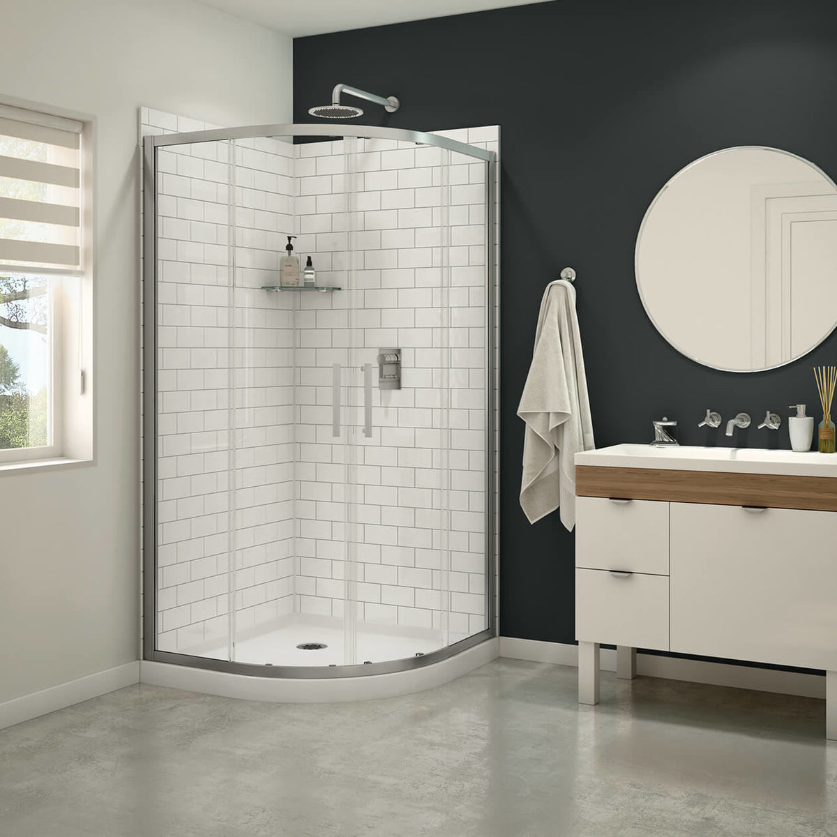 Maax Daisy 38 x 38 Acrylic Center Drain Shower Kit in White - image 2
