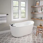 Maax Davis 58 x 32 AcrylX Freestanding End Drain Bathtub in White with White Skirt