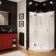 Maax Daylight 36 x 36 Polystyrene Center Drain Shower Kit in White with Blur glass in Chrome