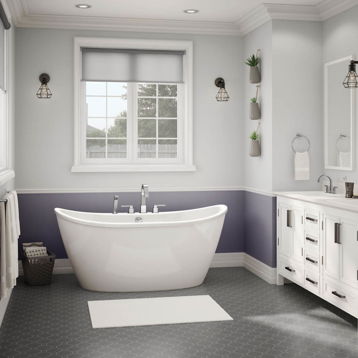Maax Delsia 6032 AcrylX Freestanding Center Drain Bathtub in White with Black Skirt
