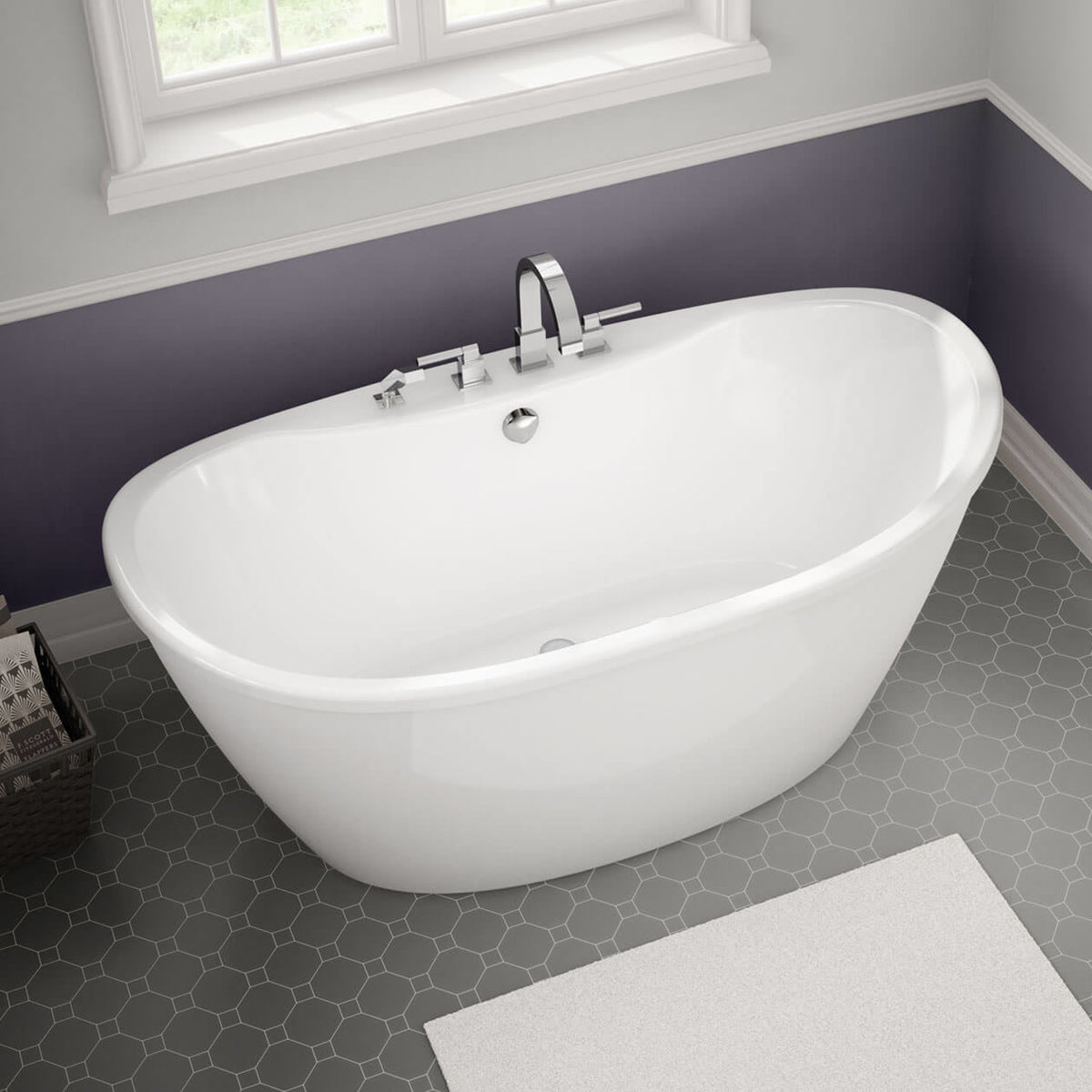 Maax Delsia 6032 AcrylX Freestanding Center Drain Bathtub in White with Black Skirt - image 2