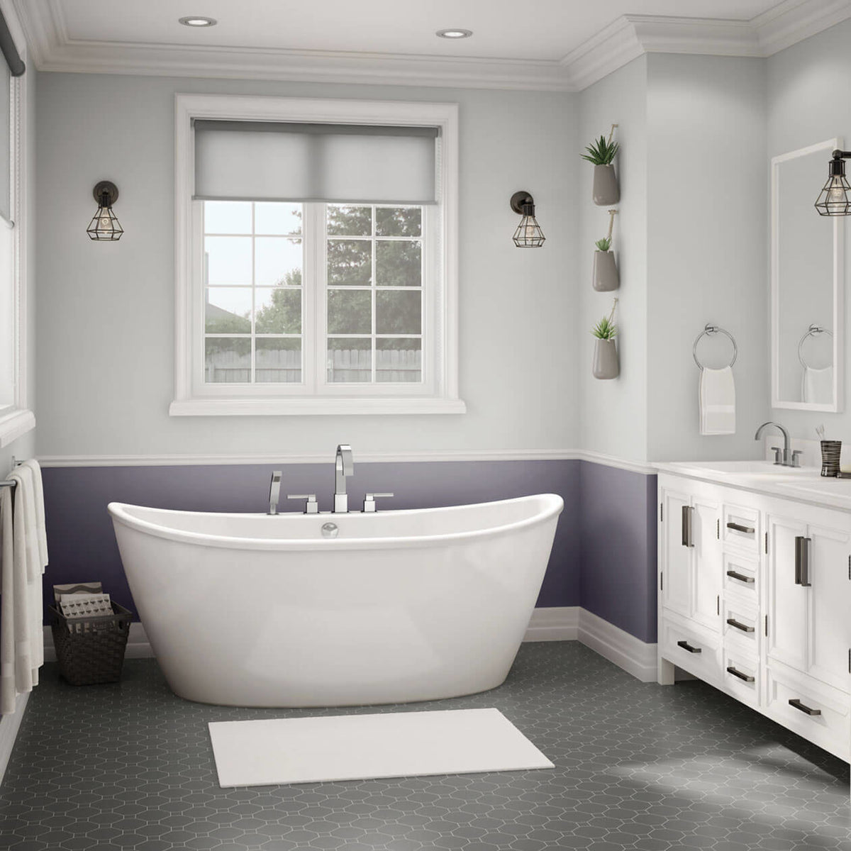 Maax Delsia 6636 AcrylX Freestanding Center Drain Bathtub in White with Black Skirt