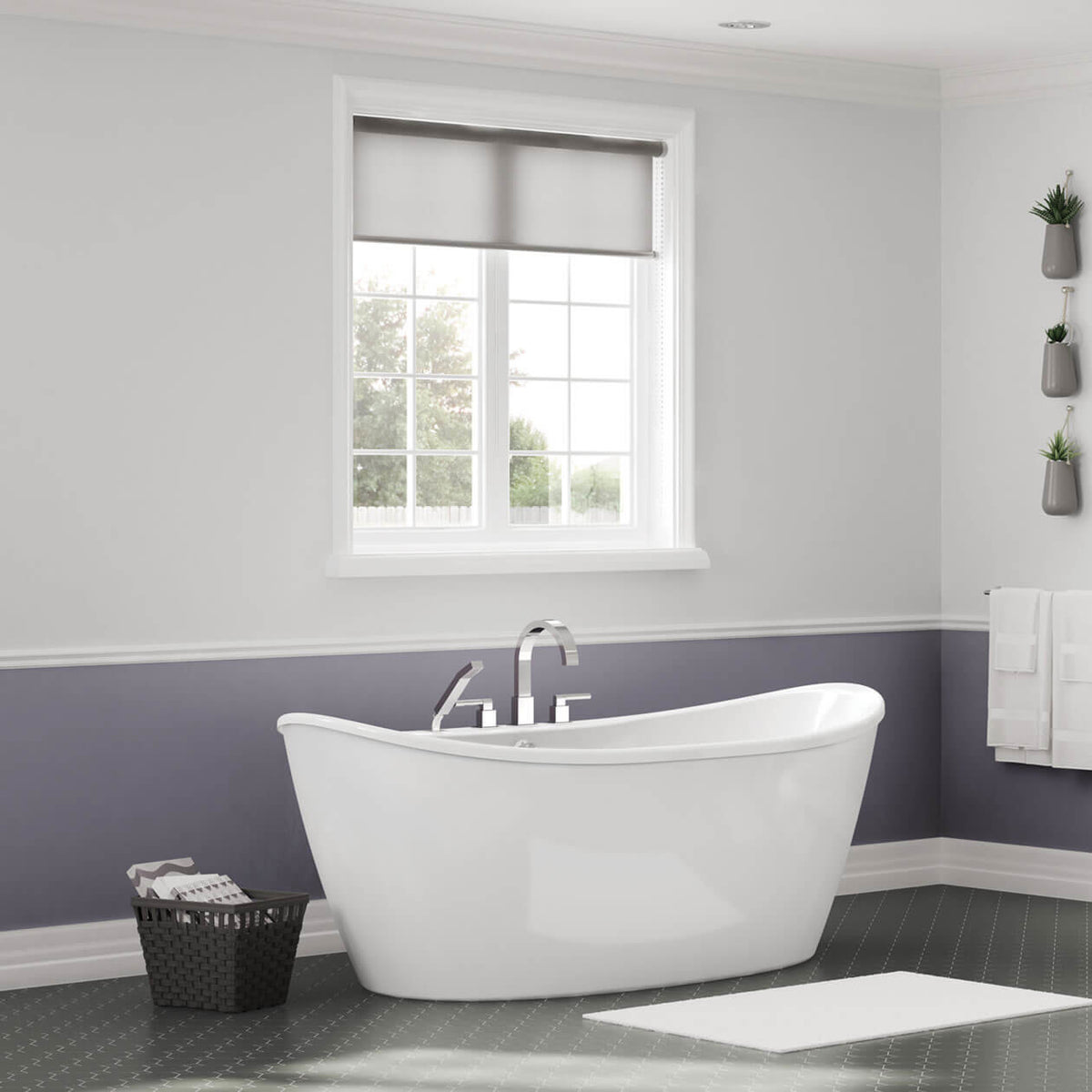 Maax Delsia 6636 AcrylX Freestanding Center Drain Bathtub in White with Black Skirt - image 4