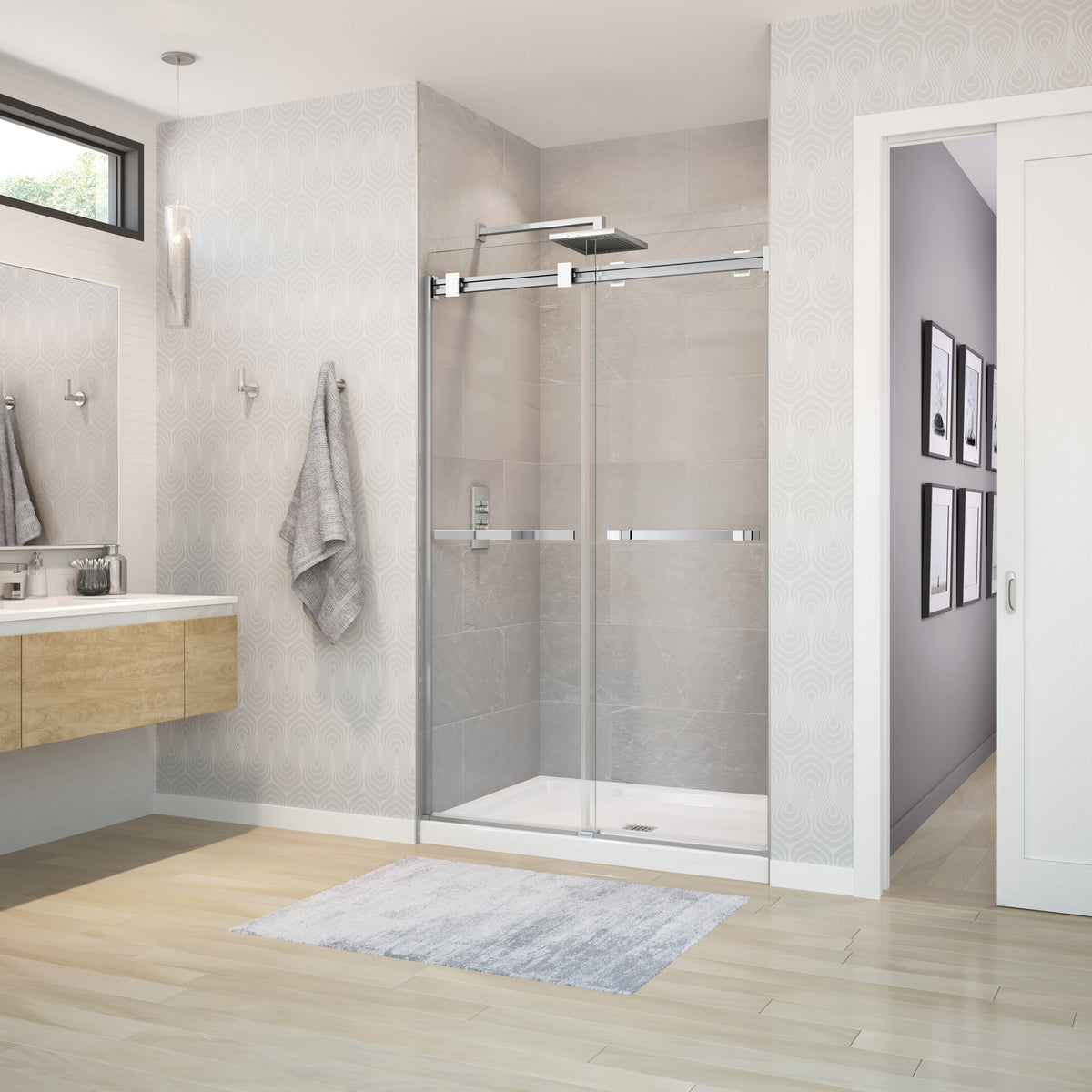 Maax Duel 44-47 x 70 1/2-74 in 8 mm Bypass Shower Door for Alcove Installation - image 10