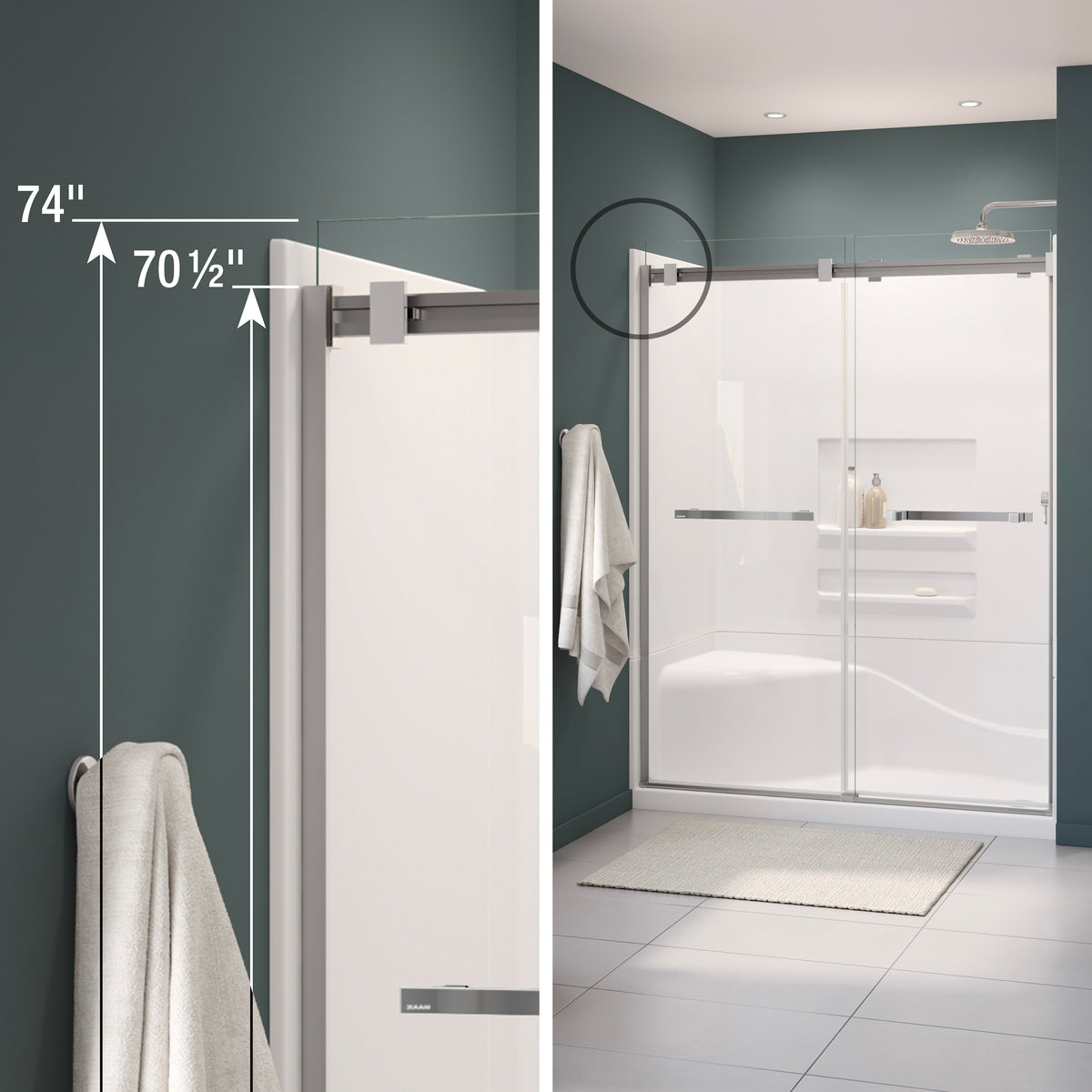 Maax Duel 44-47 x 70 1/2-74 in 8 mm Bypass Shower Door for Alcove Installation - image 5