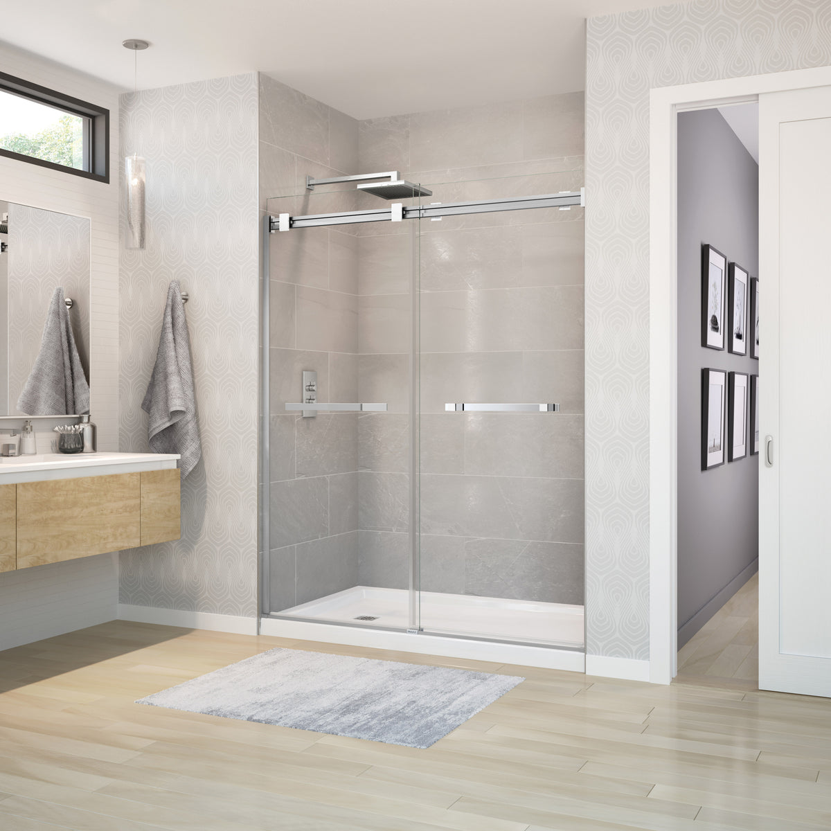 Maax Duel 56-58 ½ x 70 ½-74 in 8mm Bypass Shower Door for Alcove Installation - image 10