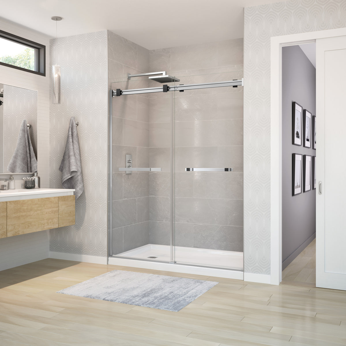 Maax Duel 56-58 ½ x 70 ½-74 in 8mm Bypass Shower Door for Alcove Installation - image 30