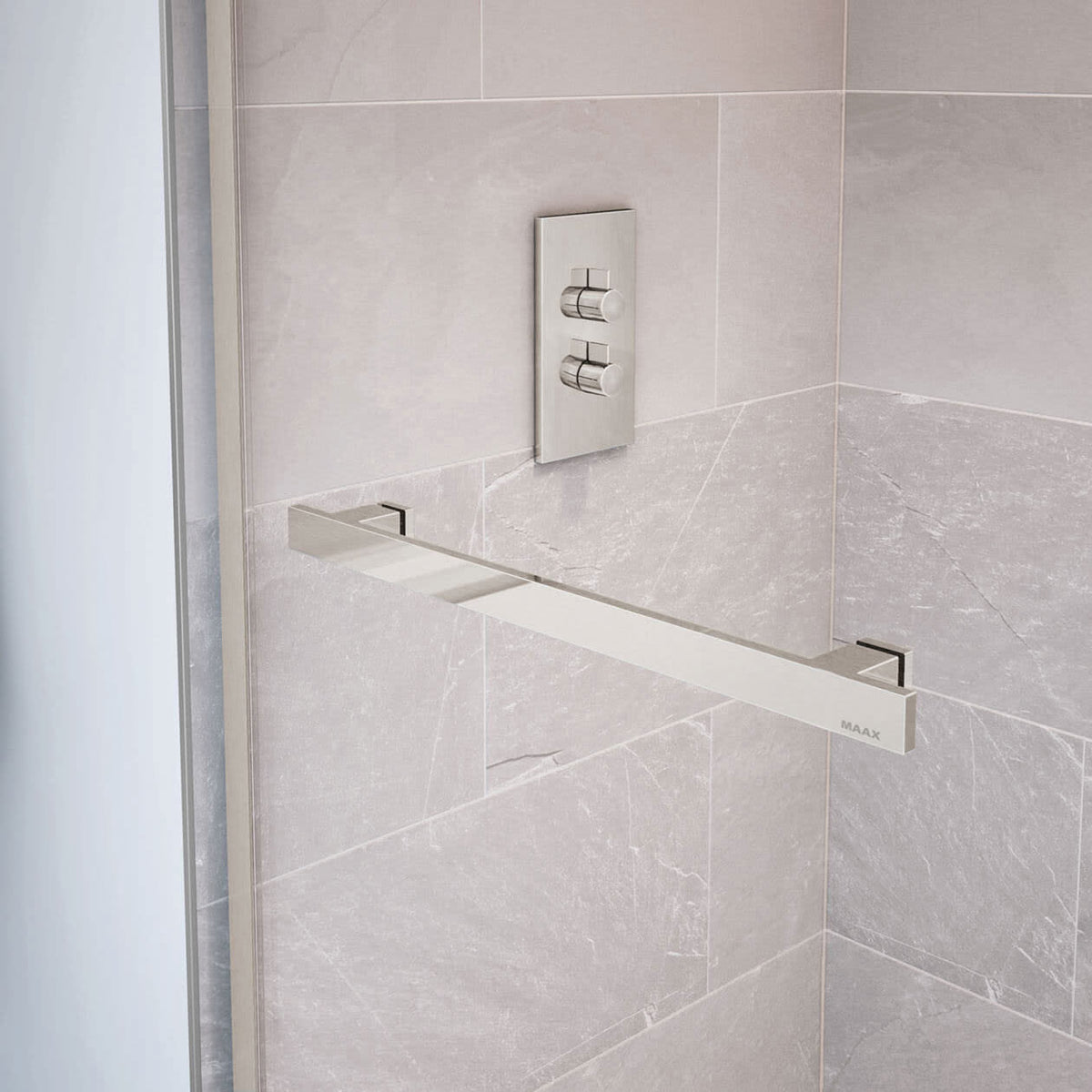 Maax Duel 56-59 x 55 ½ x 59 in 8 mm Bypass Tub Door for Alcove Installation with Clear glass in Chrome & Matte Black - image 26