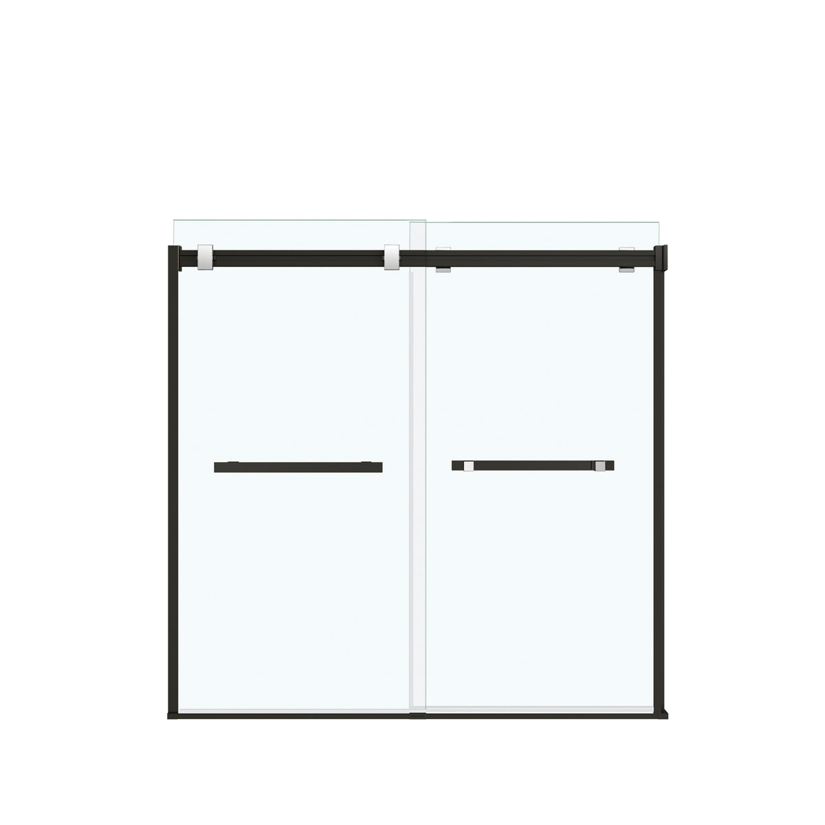 Maax Duel 56-59 x 55 ½ x 59 in 8 mm Bypass Tub Door for Alcove Installation with Clear glass in Chrome & Matte Black - image 36