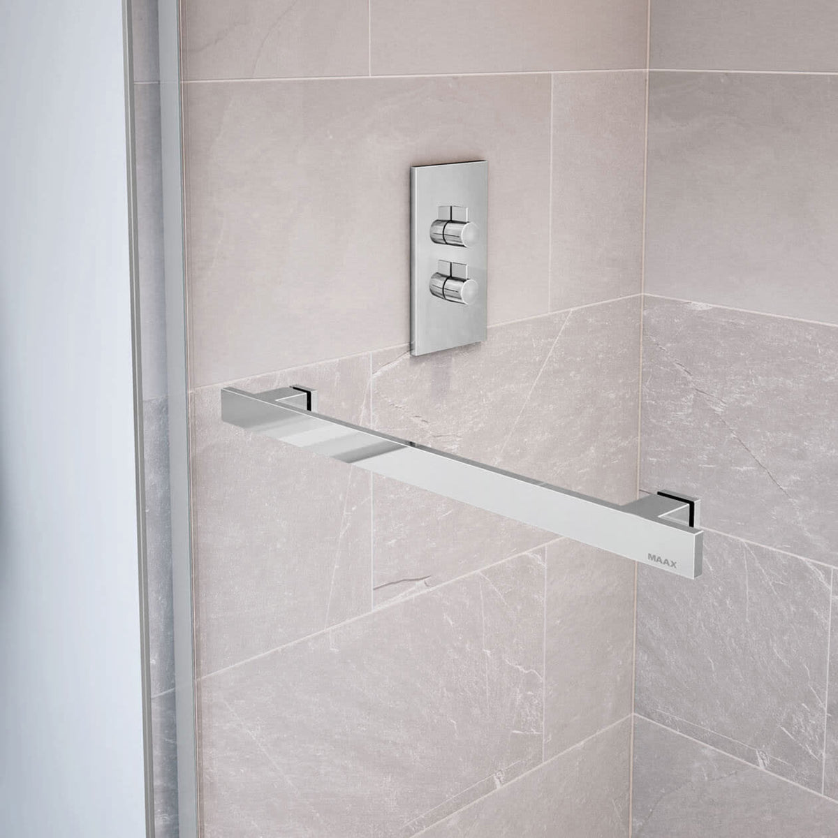 Maax Duel 56-59 x 55 ½ x 59 in 8 mm Bypass Tub Door for Alcove Installation with Clear glass in Chrome & Matte Black - image 4