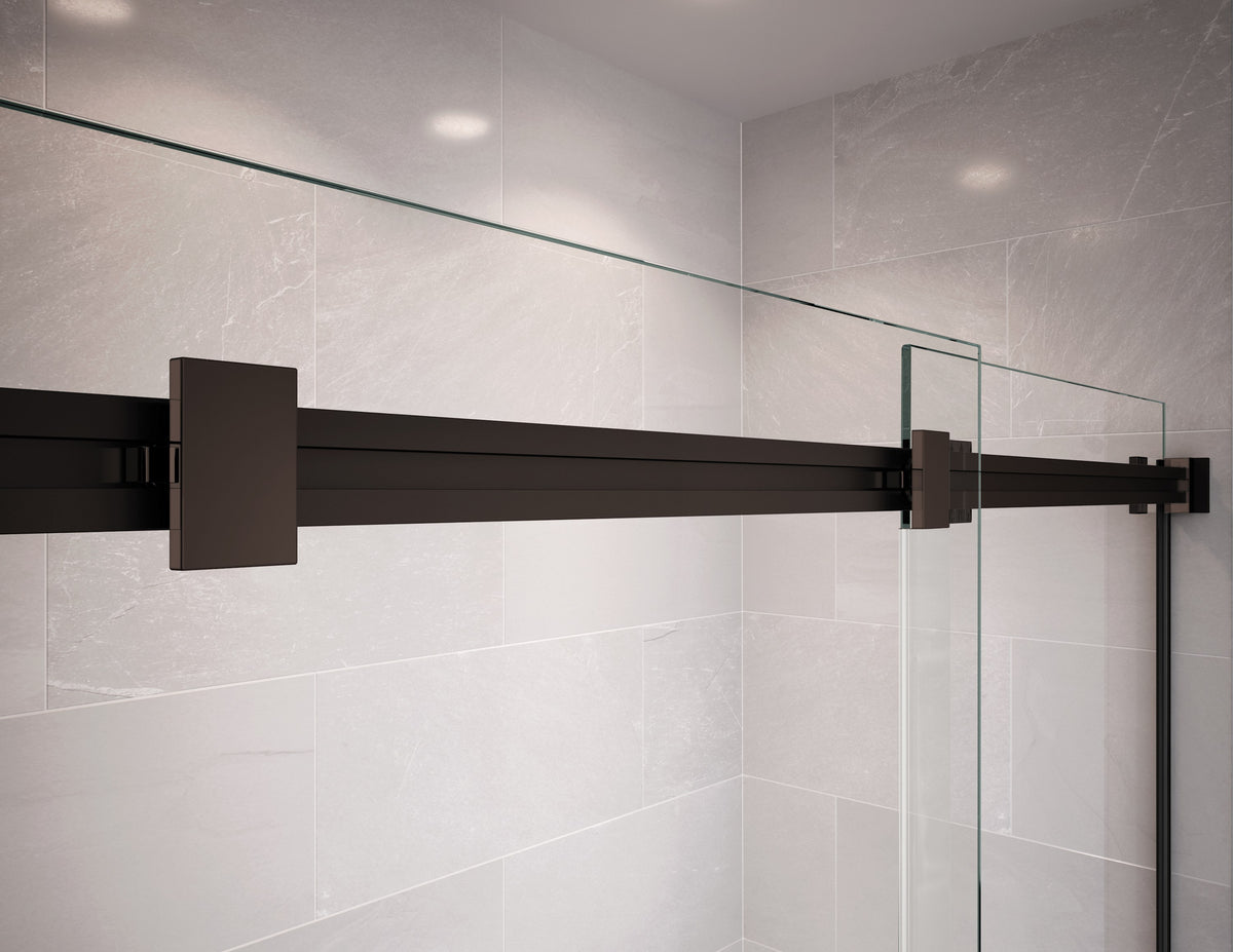 Maax Duel 56-59 x 55 ½ x 59 in 8 mm Bypass Tub Door for Alcove Installation with Clear glass in Chrome & Matte Black - image 8
