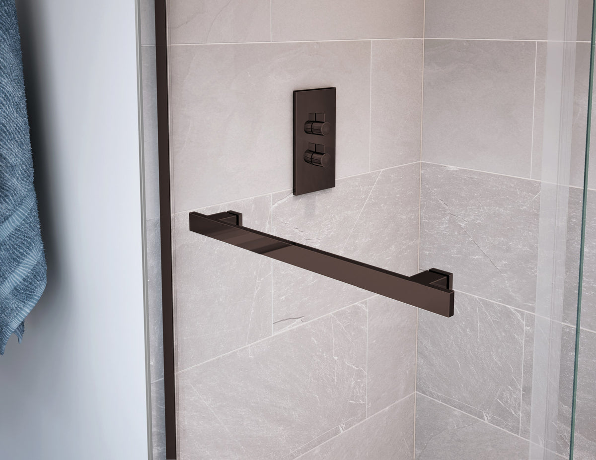 Maax Duel 56-59 x 55 ½ x 59 in 8 mm Bypass Tub Door for Alcove Installation with Clear glass in Chrome & Matte Black - image 9