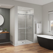Maax Duel Alto 44-47 X 78 in 8mm Bypass Shower Door for Alcove Installation with GlassShield glass in Brushed Nickel & Matte Black