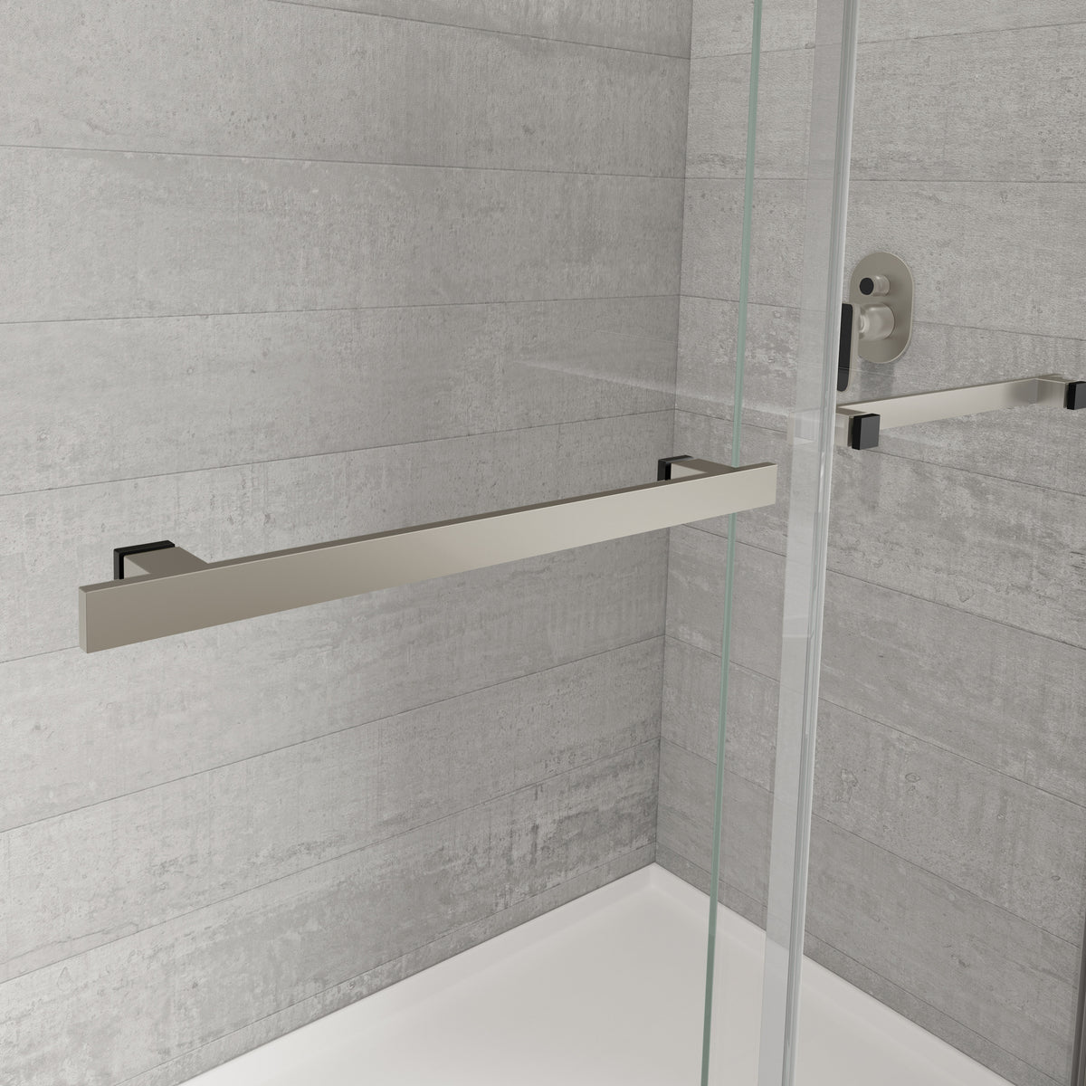 Maax Duel Alto 44-47 X 78 in 8mm Bypass Shower Door for Alcove Installation with GlassShield glass in Brushed Nickel & Matte Black - image 14