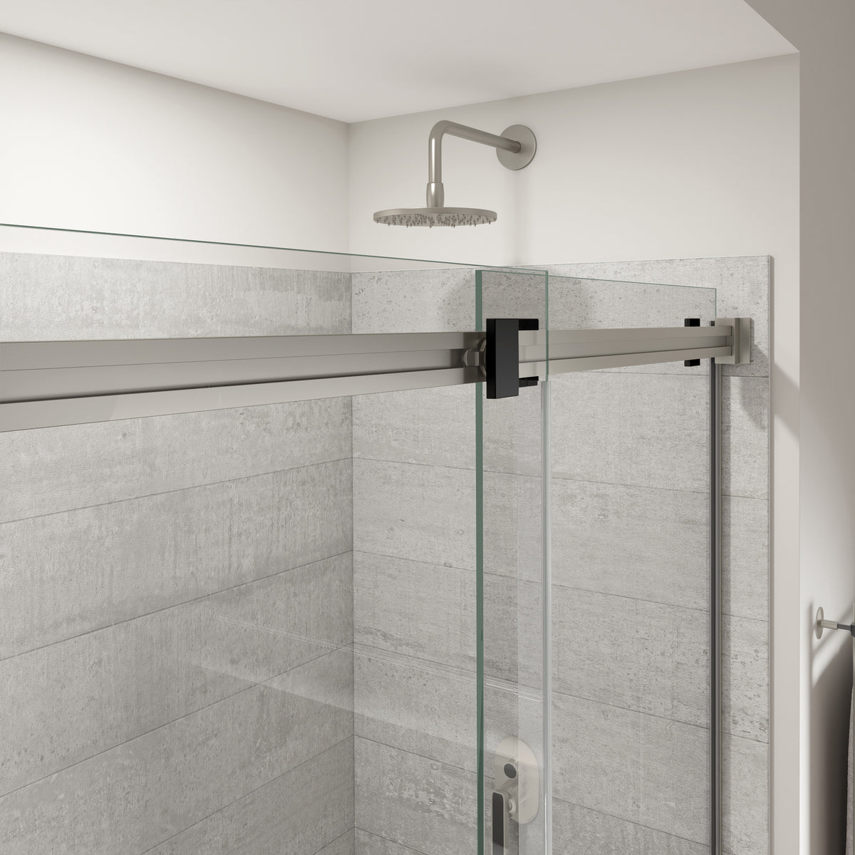 Maax Duel Alto 44-47 X 78 in 8mm Bypass Shower Door for Alcove Installation with GlassShield glass in Brushed Nickel & Matte Black - image 15