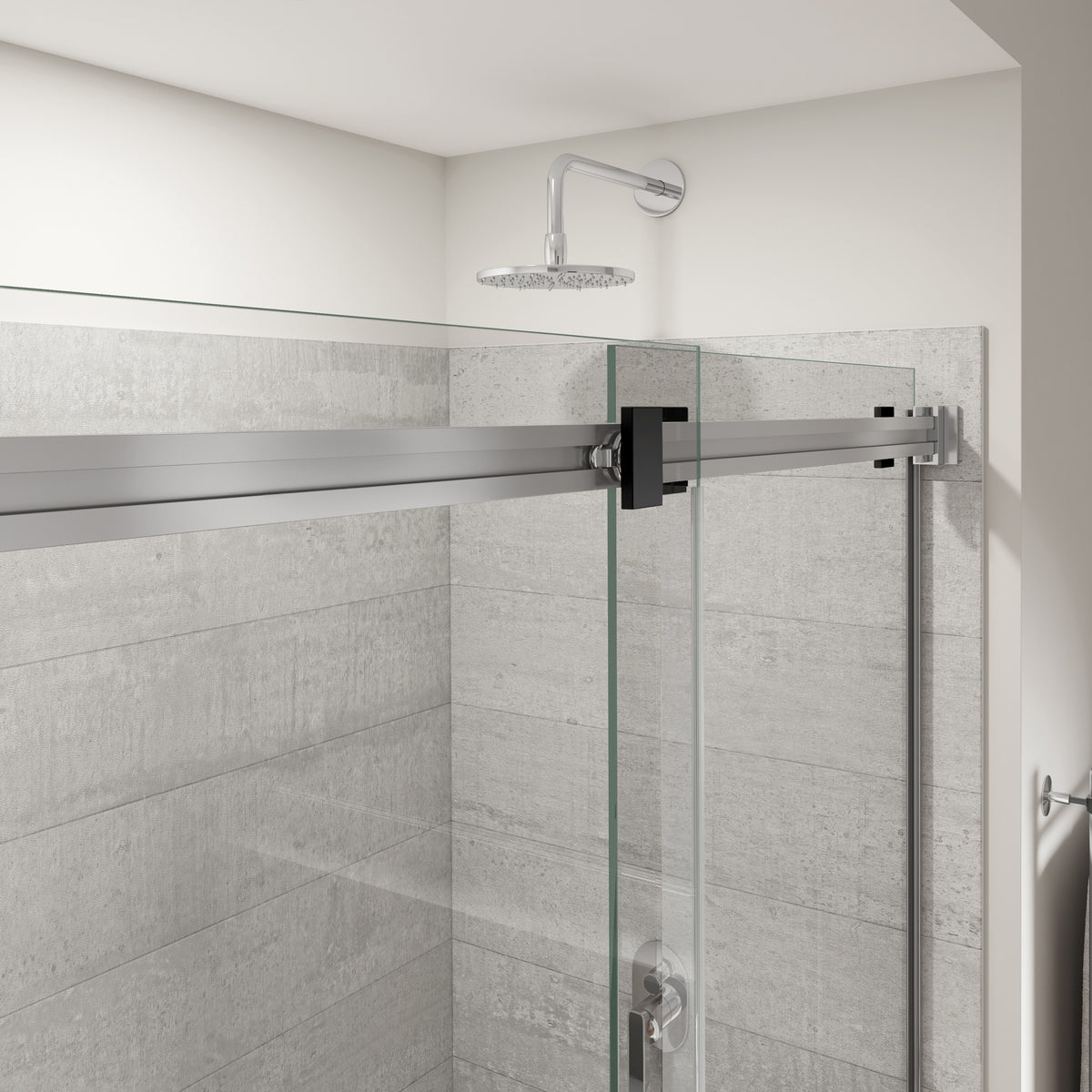 Maax Duel Alto 44-47 X 78 in 8mm Bypass Shower Door for Alcove Installation with GlassShield glass in Brushed Nickel & Matte Black - image 35