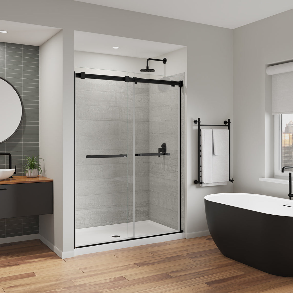 Maax Duel Alto 56-59 X 78 in 8mm Bypass Shower Door for Alcove Installation with GlassShield glass in Chrome & Matte White - image 26