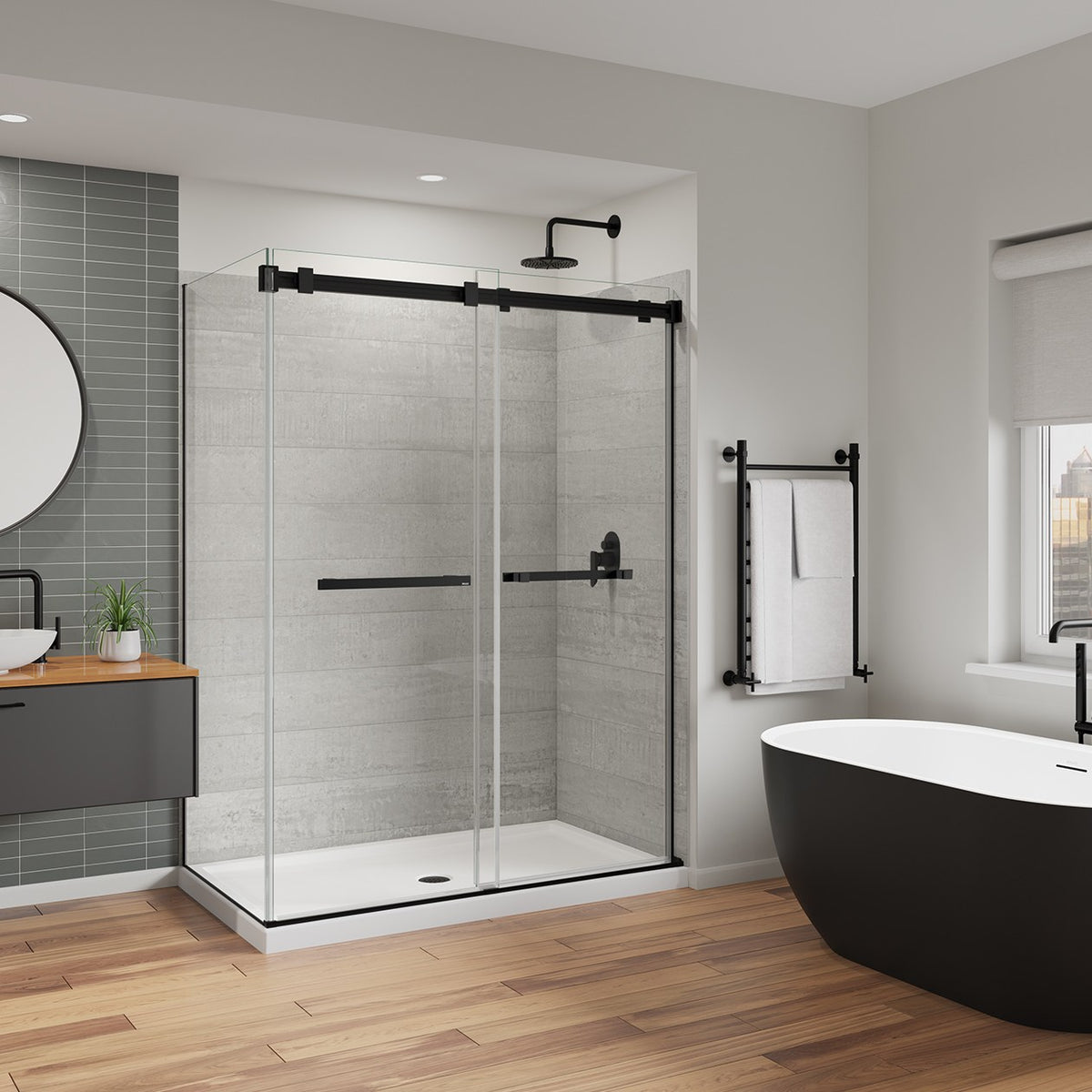 Maax Duel Alto 56-59 X 78 in 8mm Bypass Shower Door for Alcove Installation with GlassShield glass in Chrome & Matte White - image 27