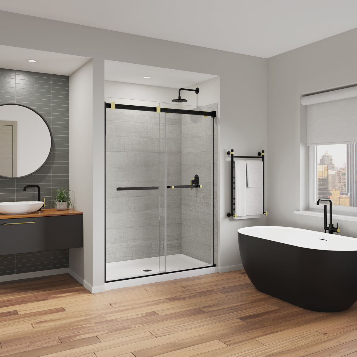 Maax Duel Alto 56-59 X 78 in 8mm Bypass Shower Door for Alcove Installation with GlassShield glass in Chrome & Matte White - image 41