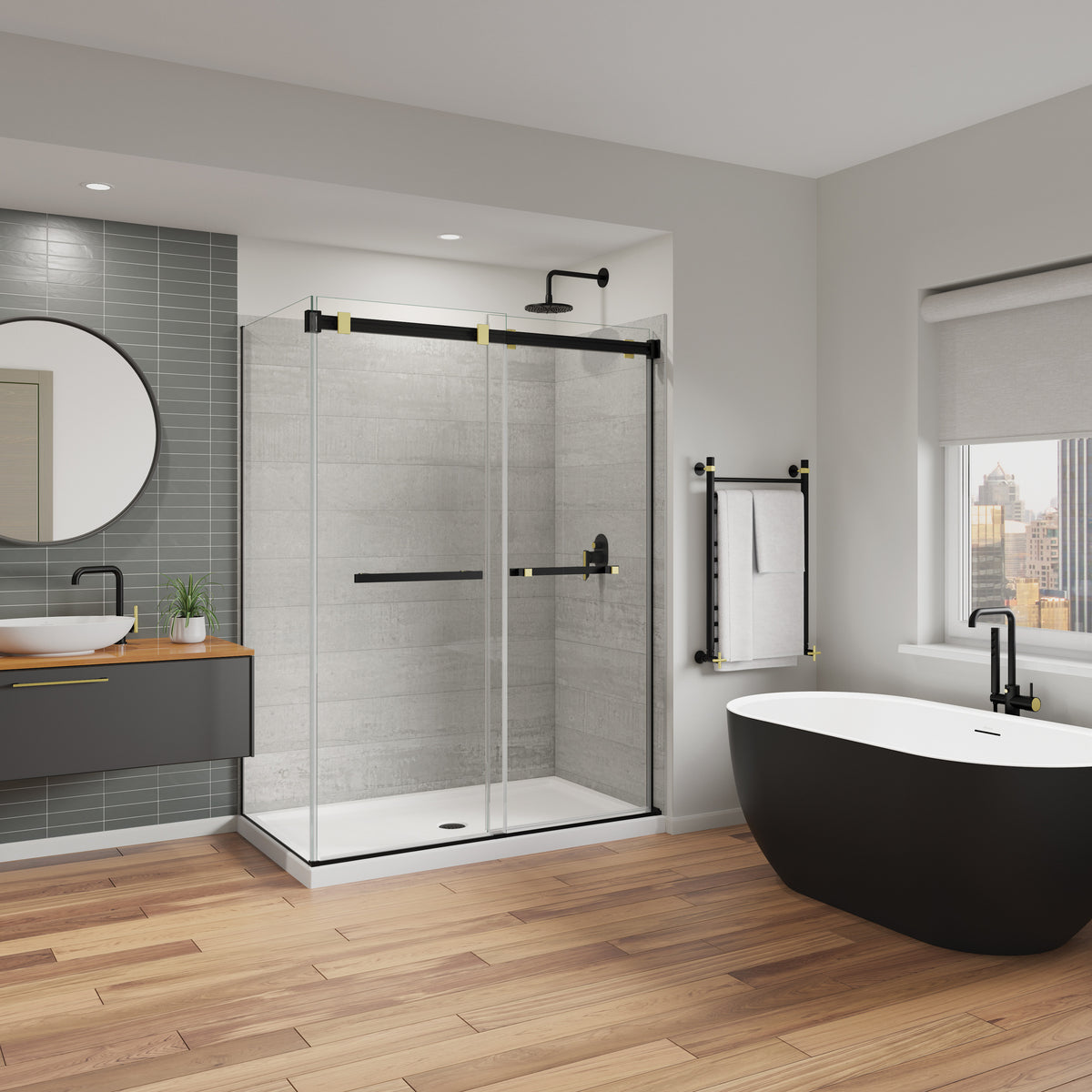 Maax Duel Alto 56-59 X 78 in 8mm Bypass Shower Door for Alcove Installation with GlassShield glass in Chrome & Matte White - image 42