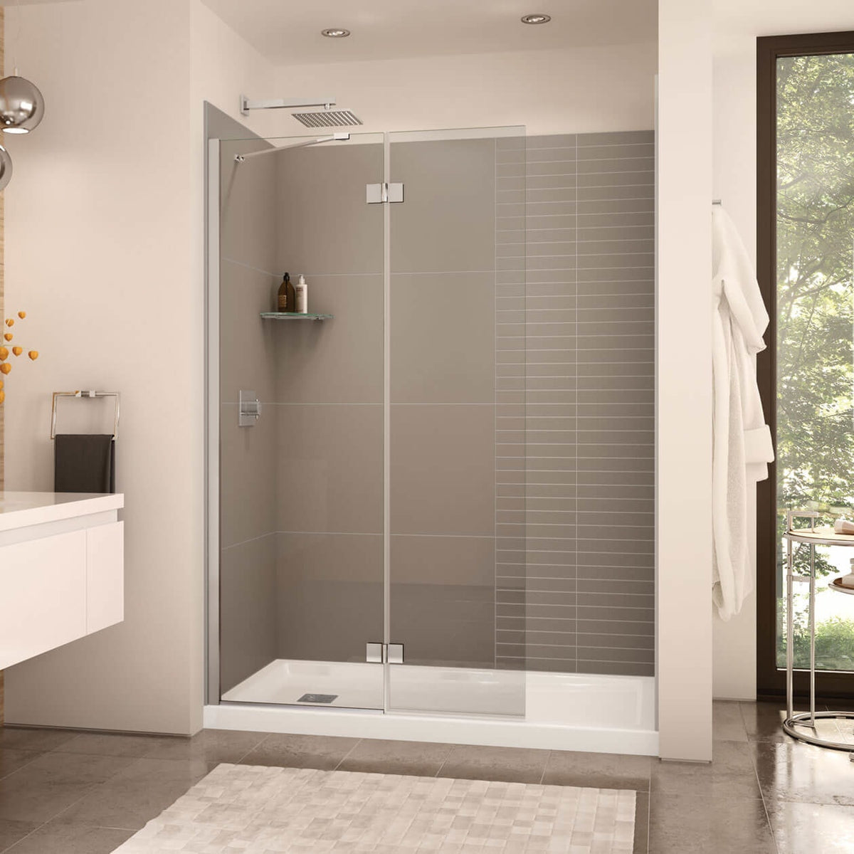 Maax Edge Duo 42 x 75 in 8 mm Pivot Shower Screen for Alcove Installation