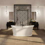 Maax Elina 66 x 34 Acrylic Freestanding Center Drain Bathtub in White with White Skirt