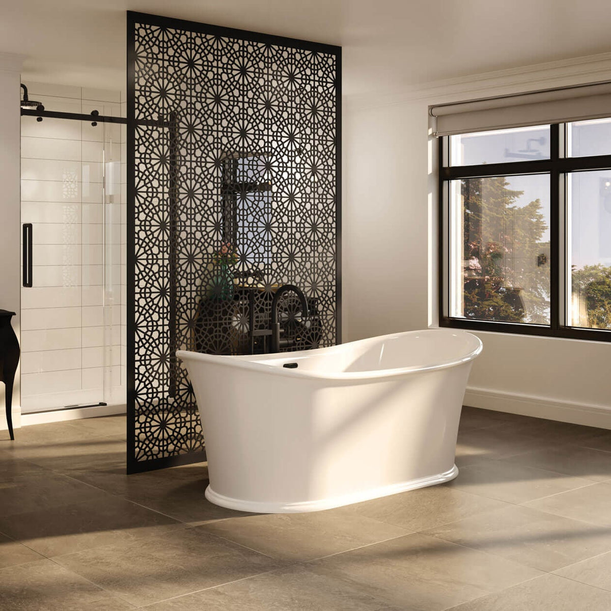 Maax Elina 66 x 34 Acrylic Freestanding Center Drain Bathtub in White with White Skirt - image 4