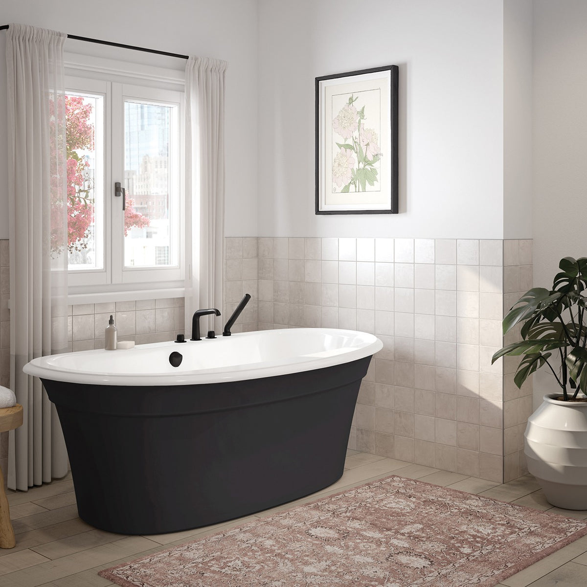 Maax Ella Sleek 66 x 36 Acrylic Freestanding Center Drain Bathtub in White with White Skirt - image 10