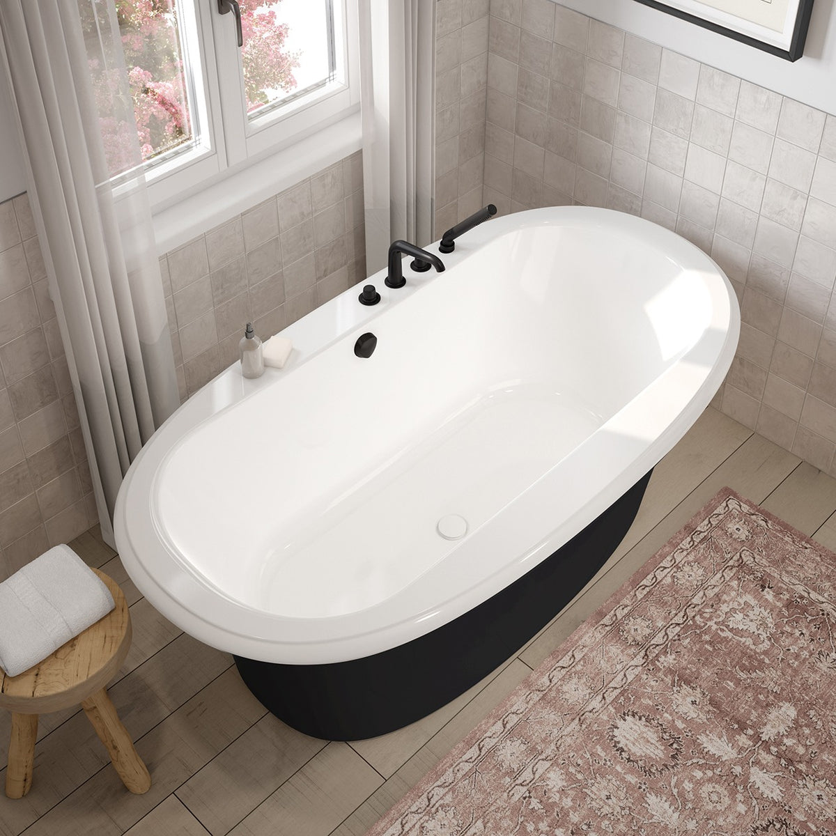 Maax Ella Sleek 66 x 36 Acrylic Freestanding Center Drain Bathtub in White with White Skirt - image 11