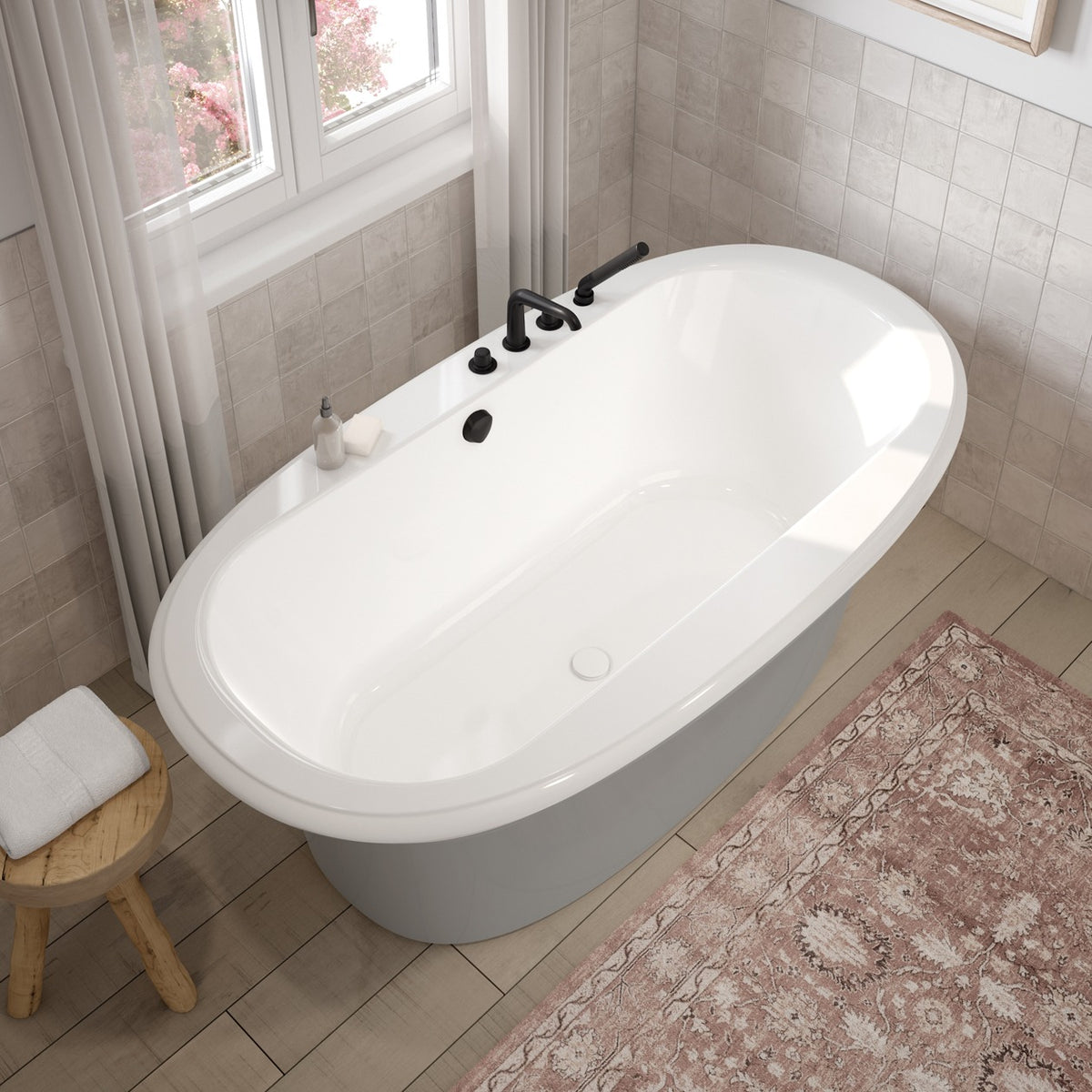 Maax Ella Sleek 66 x 36 Acrylic Freestanding Center Drain Bathtub in White with White Skirt - image 5