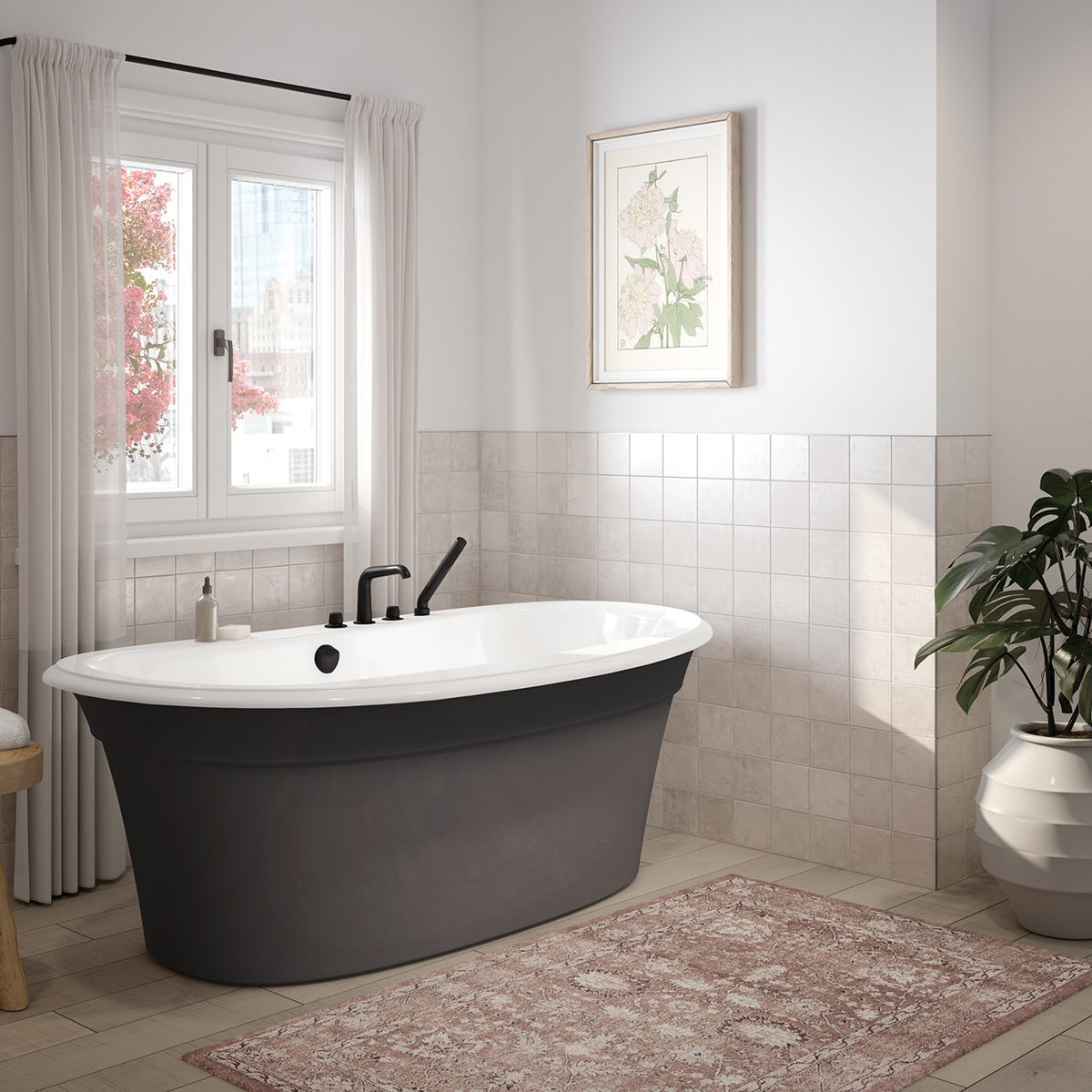 Maax Ella Sleek 66 x 36 Acrylic Freestanding Center Drain Bathtub in White with White Skirt - image 7