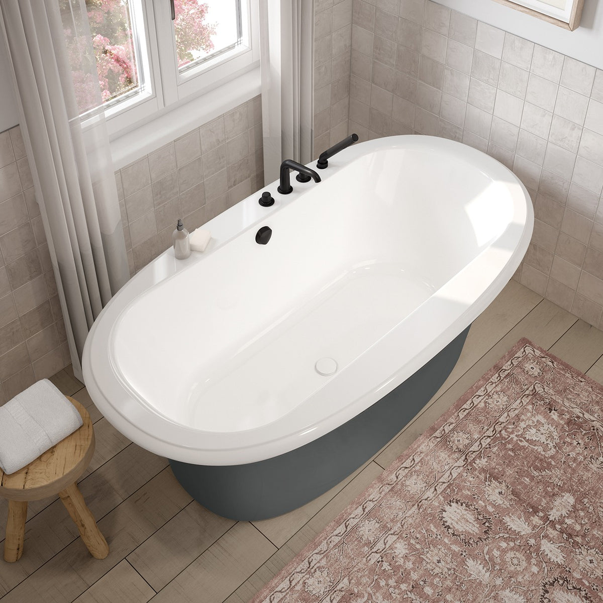 Maax Ella Sleek 66 x 36 Acrylic Freestanding Center Drain Bathtub in White with White Skirt - image 8