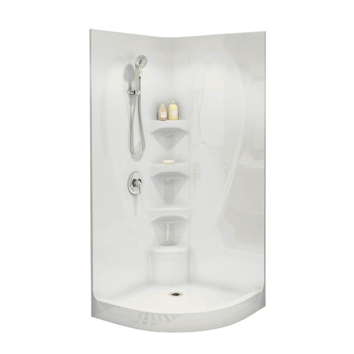 Maax Equinox I 37 x 37 Acrylic Corner Center Drain One-Piece Shower in White - image 3
