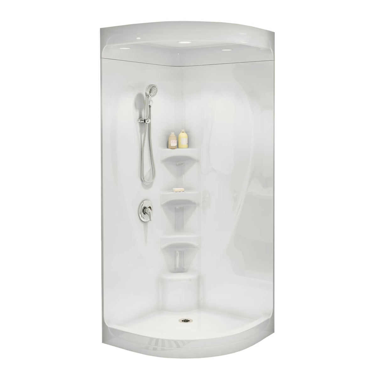 Maax Equinox I 37 x 37 Acrylic Corner Center Drain One-Piece Shower in White - image 4