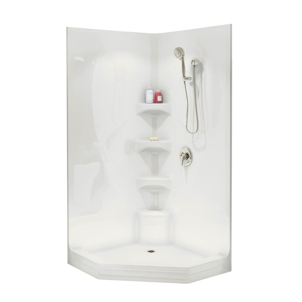 Maax Equinox II 40 x 40 Acrylic Corner Center Drain One-Piece Shower in White - image 3