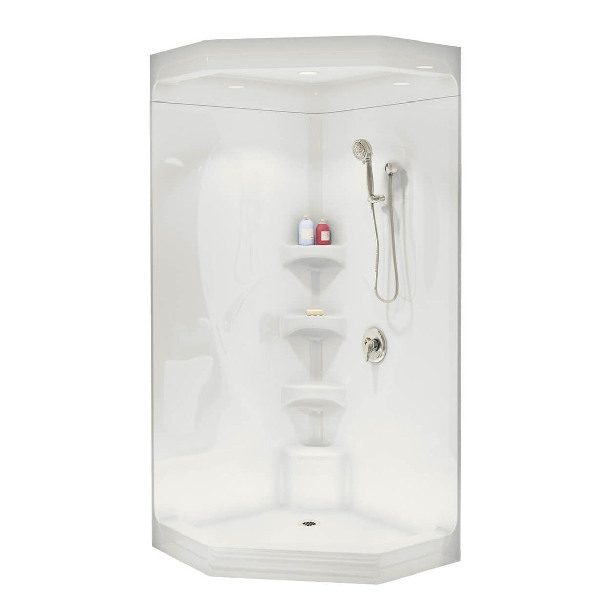 Maax Equinox II 40 x 40 Acrylic Corner Center Drain One-Piece Shower in White - image 4