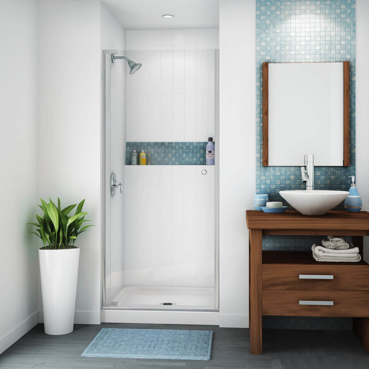 Maax Essence Base 3232 AcrylX Alcove Shower Base with Center Drain in White
