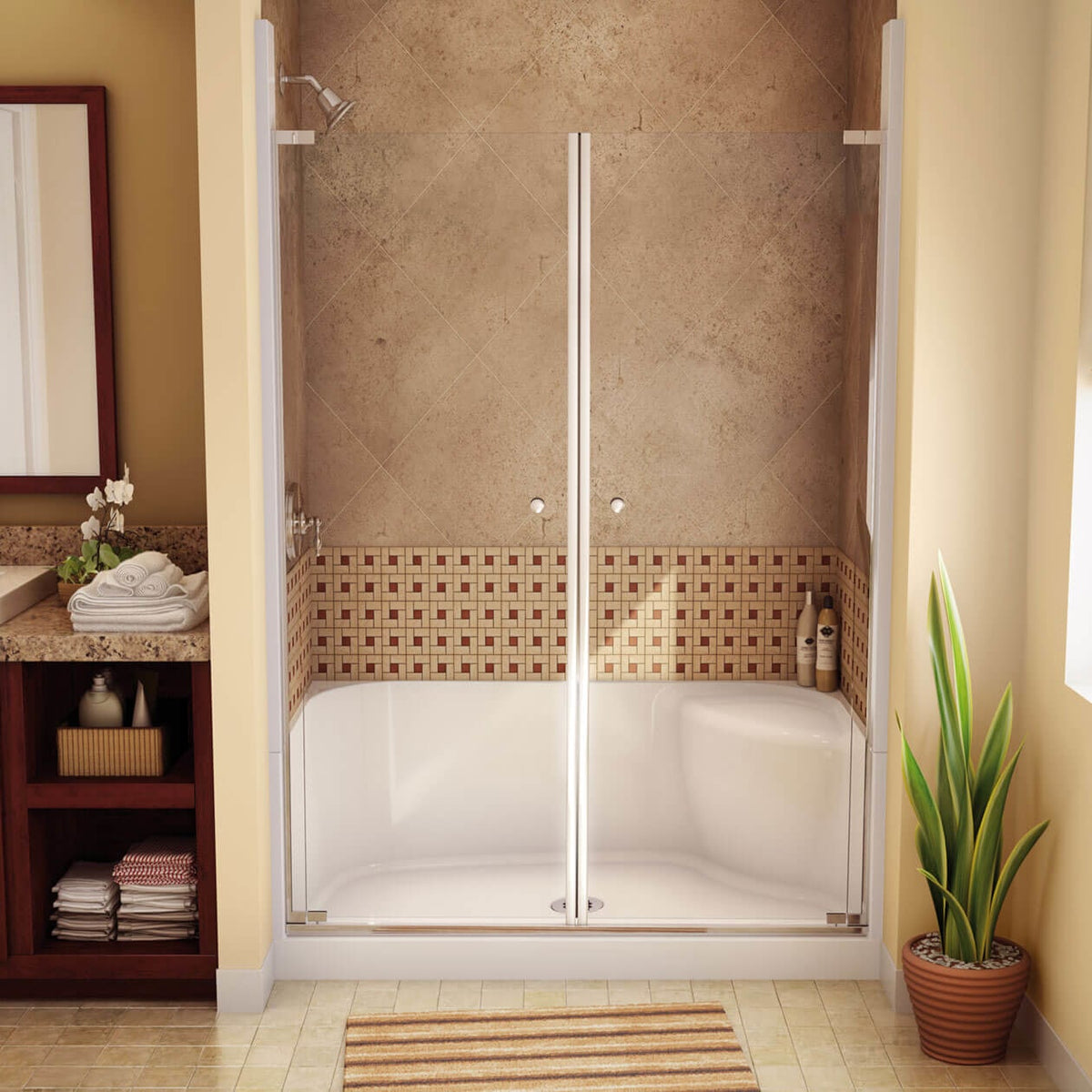 Maax Essence Base 3448 AcrylX Alcove Shower Base with Center Drain in White