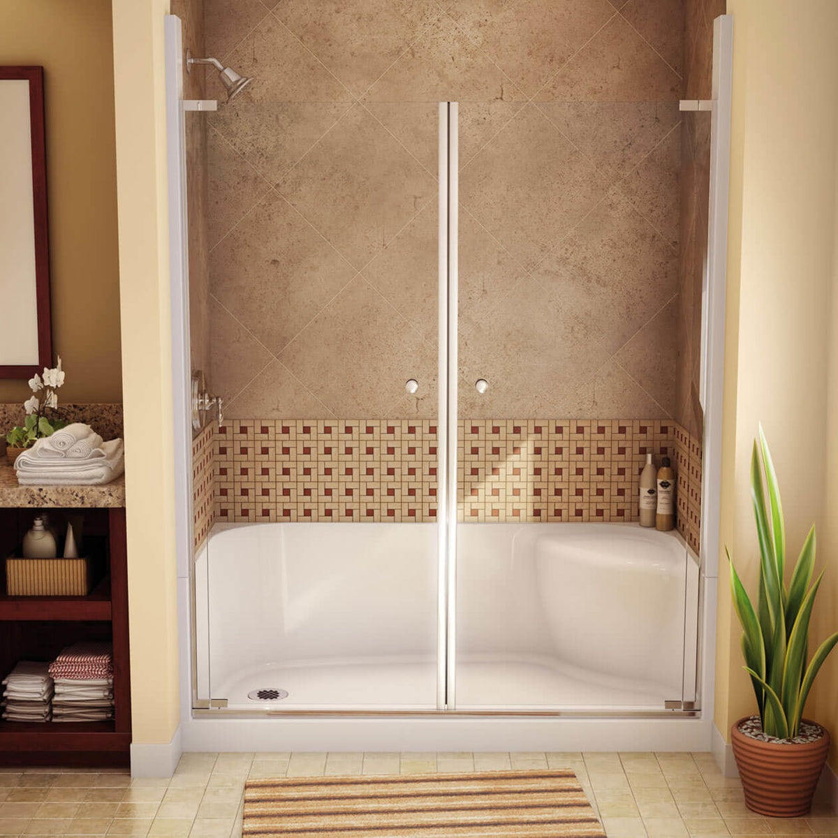 Maax Essence base 3460 AcrylX Alcove Shower Base in White