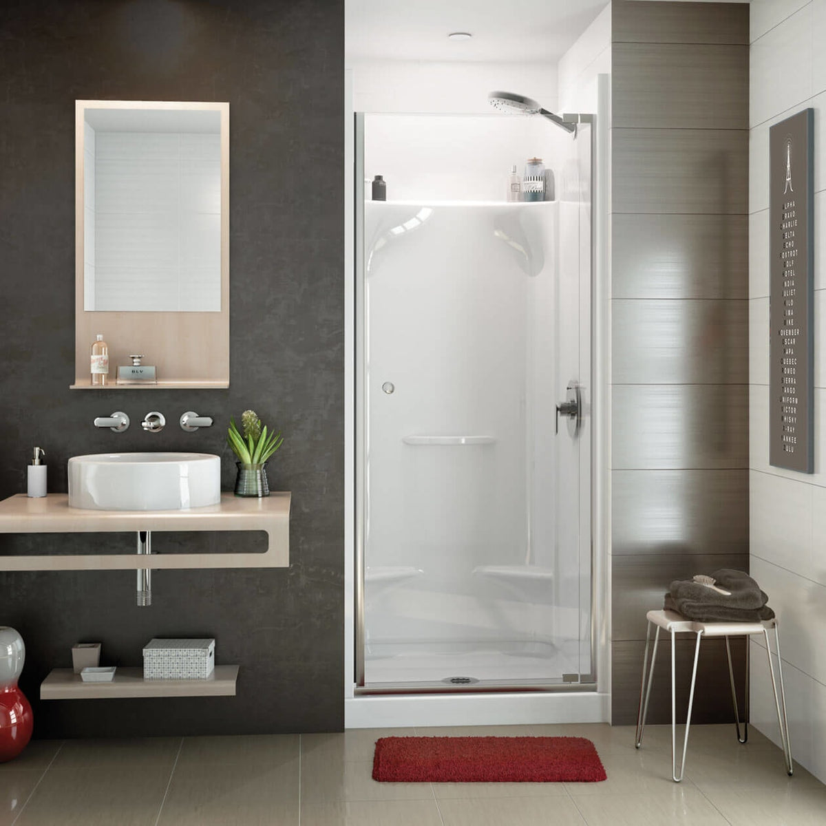 Maax Essence SH-3232 AcrylX Alcove Center Drain Four-Piece Shower in White - image 2