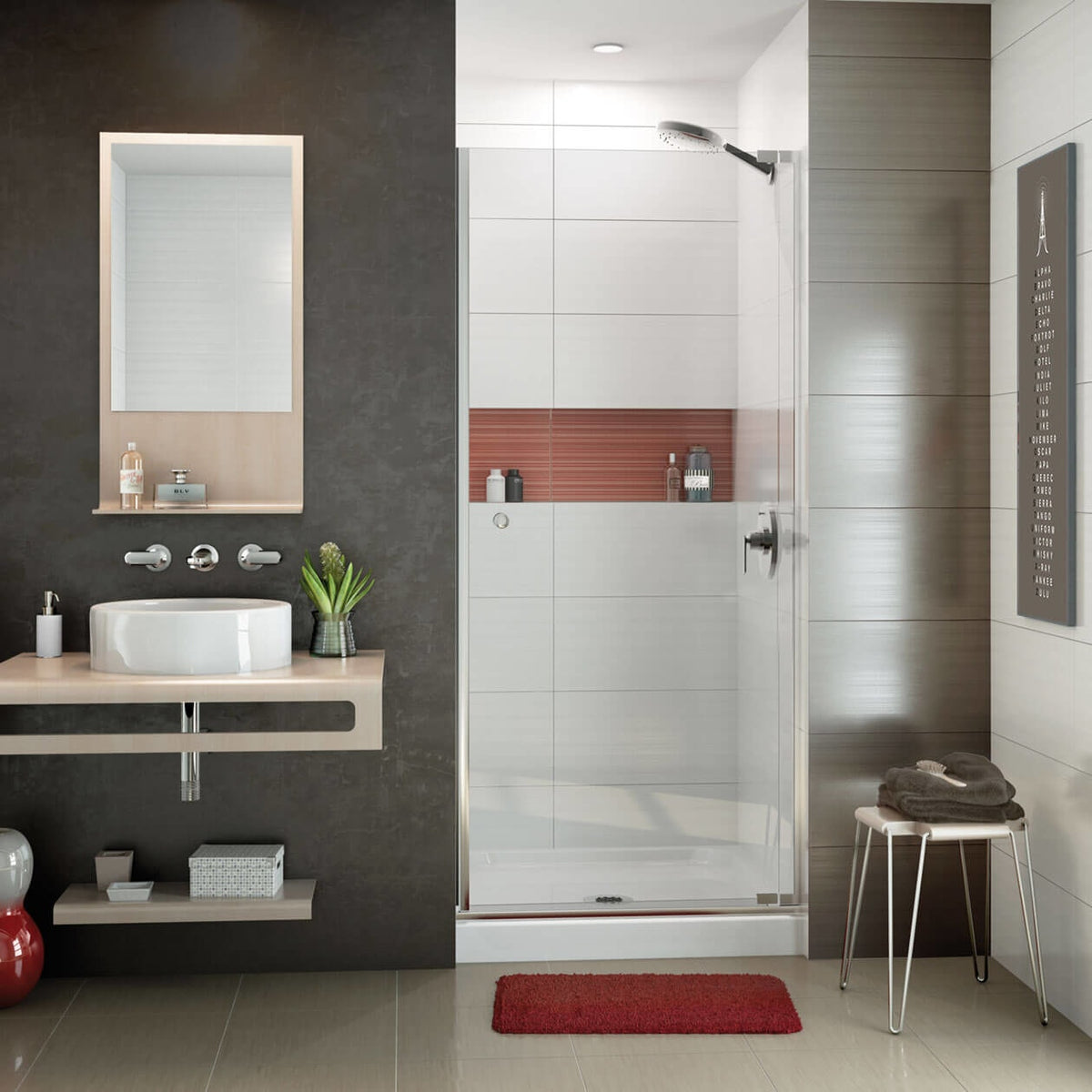 Maax Essence SH-3232 AcrylX Alcove Center Drain Four-Piece Shower in White - image 4