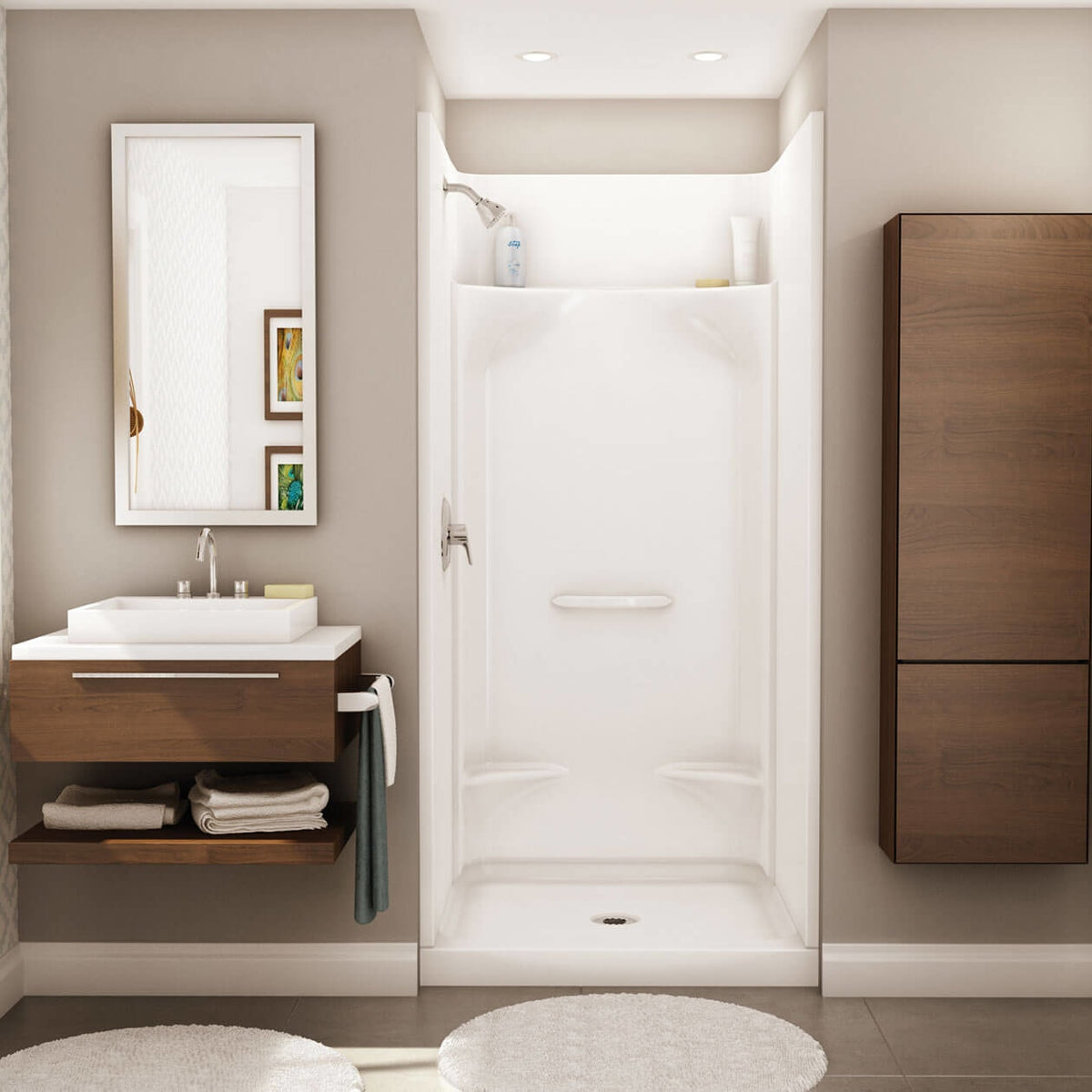Maax Essence SH-3636 AcrylX Alcove Center Drain Four-Piece Shower in White