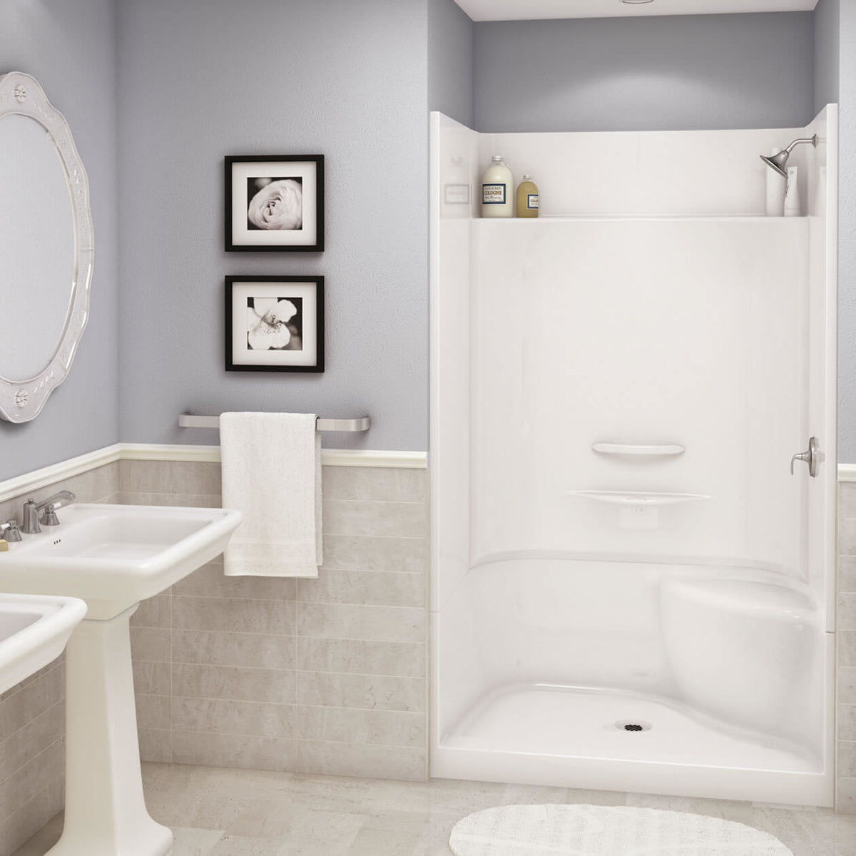 Maax Essence SH-4834 AcrylX Alcove Center Drain Four-Piece Shower in White - image 2