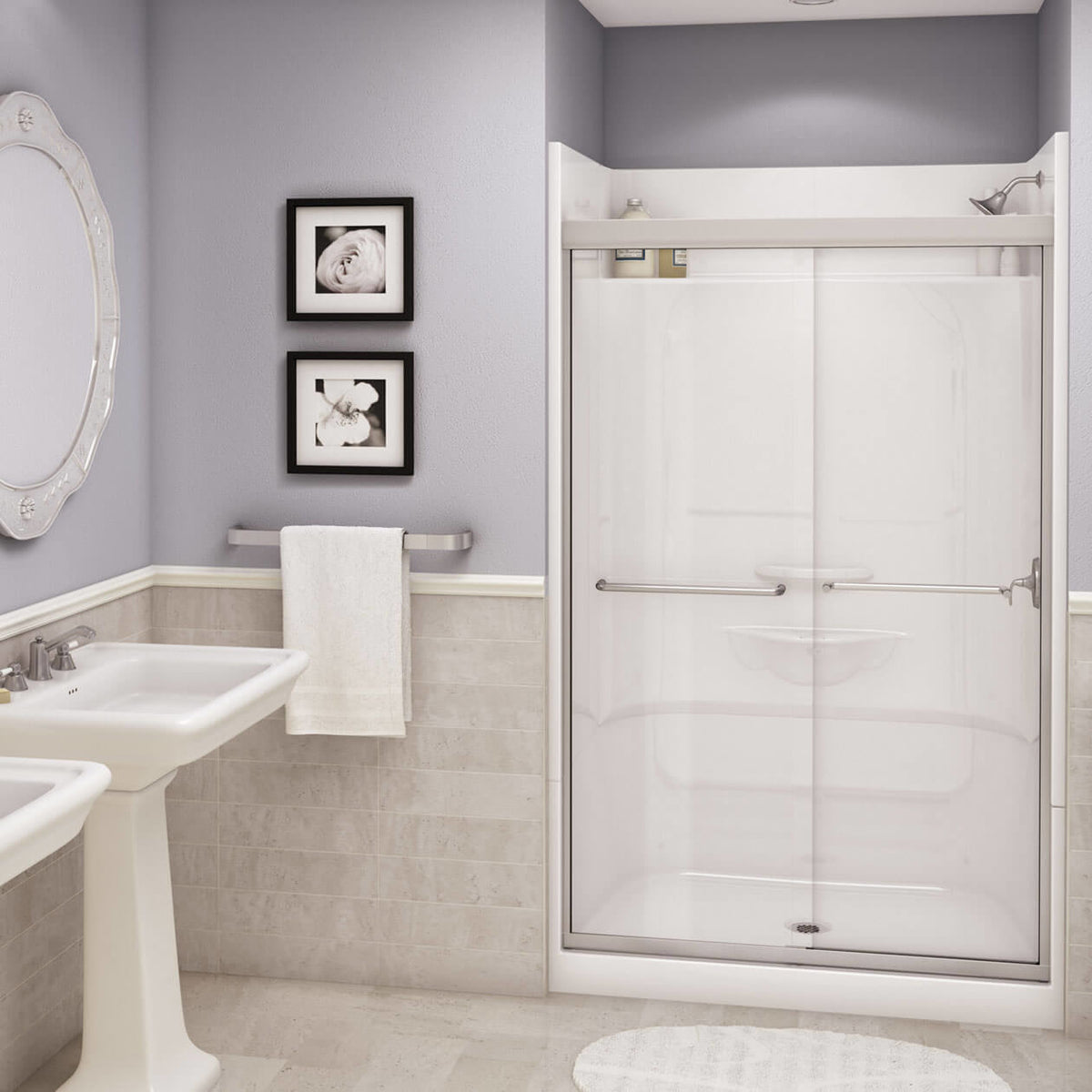 Maax Essence SH-4834 AcrylX Alcove Center Drain Four-Piece Shower in White - image 5