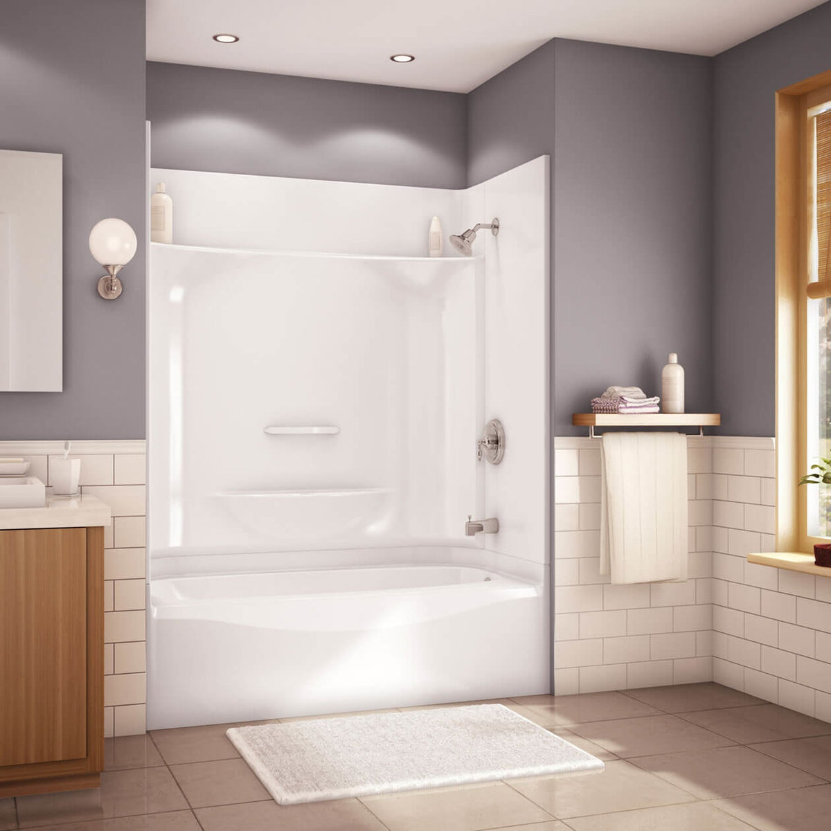 Maax Essence TS-6032 AcrylX Alcove Four-Piece Tub Shower in White