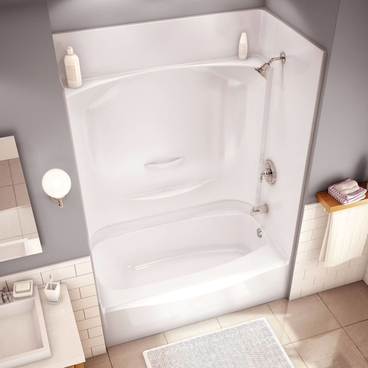 Maax Essence TS-6032 AcrylX Alcove Four-Piece Tub Shower in White - image 2